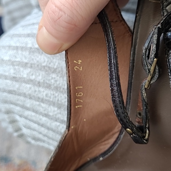 Leather Croco Embossed Slingback Heels - Picture 9 of 10